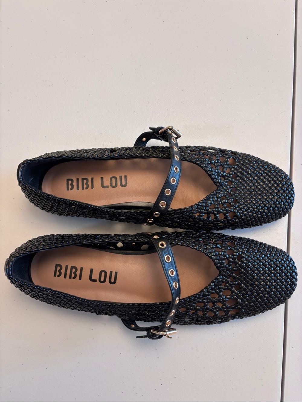 Bibi Lou Woven Moto Ballet Flat Size 40 Mary Jane Eyelet Strap Leather Boho Chic - Picture 3 of 10